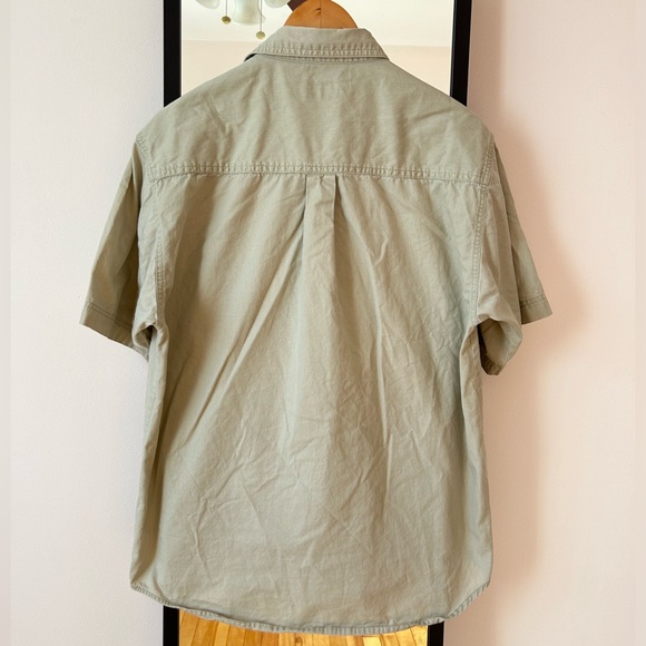 Vintage 90s Bugle Boy khaki cream tan button down short sleeve shirt earth tones - Picture 7 of 11
